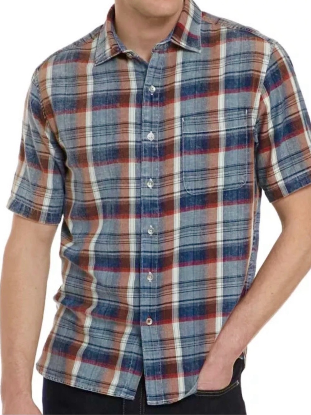 Tommy Bahama Mens S/S Camp Shirt Seaspray Plaid Dad Fishing Resort Casual XL